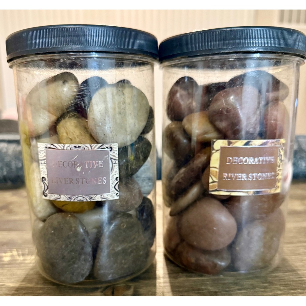 Decorative River Stones 2 Jars Multicolor Excellent Polished Pebbles